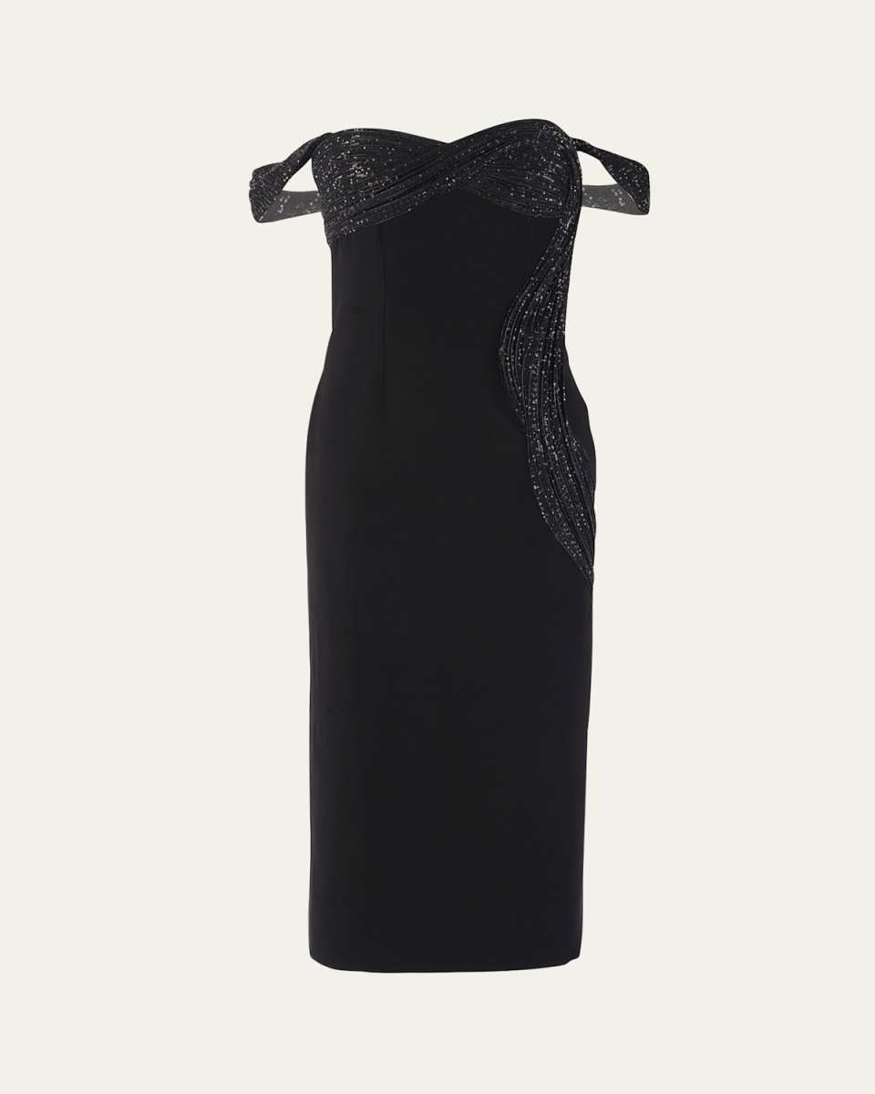 Sequin Wave-Sculpted Midi Dress